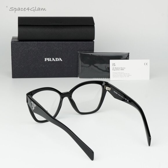 Prada Women Eyeglasses Black Demo Cat Eye PR20ZV 16K1O1 BRAND NEW - Picture 7 of 8